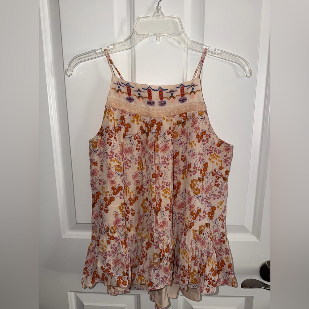 Altar’d State Floral Tank Top with Beaded Detail
